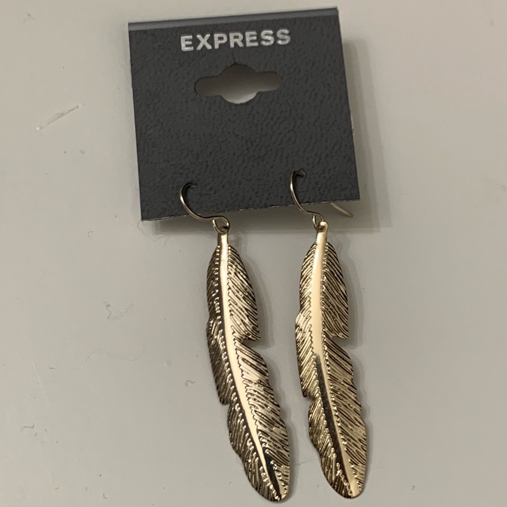 Gold feather earrings